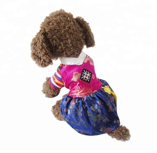 Silk Korean Traditional Hanbok Suit for Dogs (Pink)