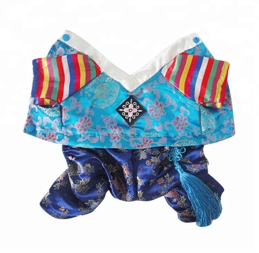 Silk Korean Traditional Hanbok Suit for Dogs (Blue)