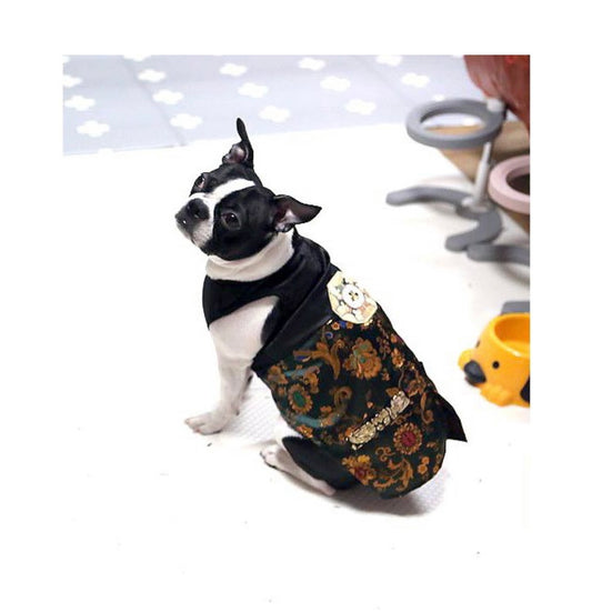 Premium Korean Traditional Hanbok Suit for Dogs (Dark Green)