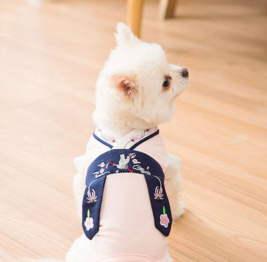 Korean Traditional Style Hanbok for Dog (Pink/Blue)