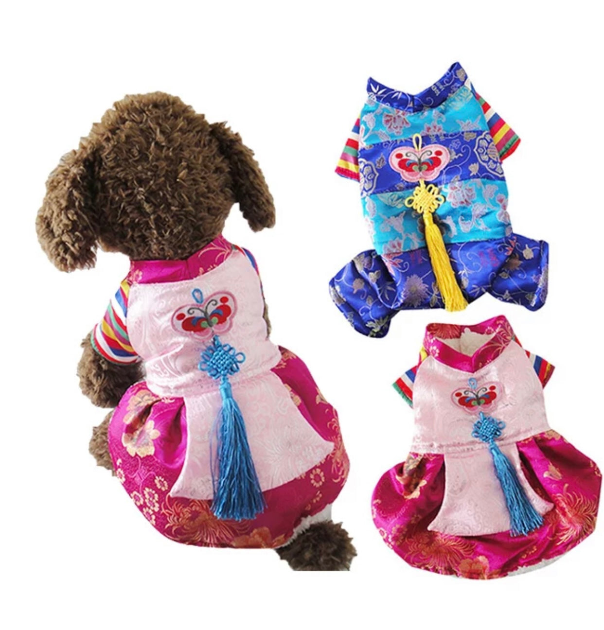 Winter Korean Traditional Hanbok Suit for Dogs (Pink)