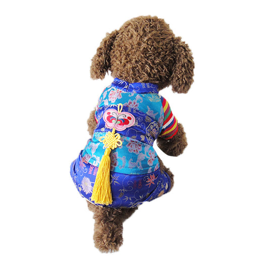 Winter Korean Traditional Hanbok Suit for Dogs (Blue)