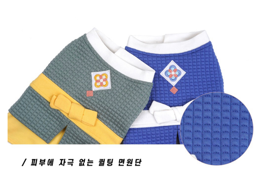 Blue Modern Korean Hanbok Suit for Dogs